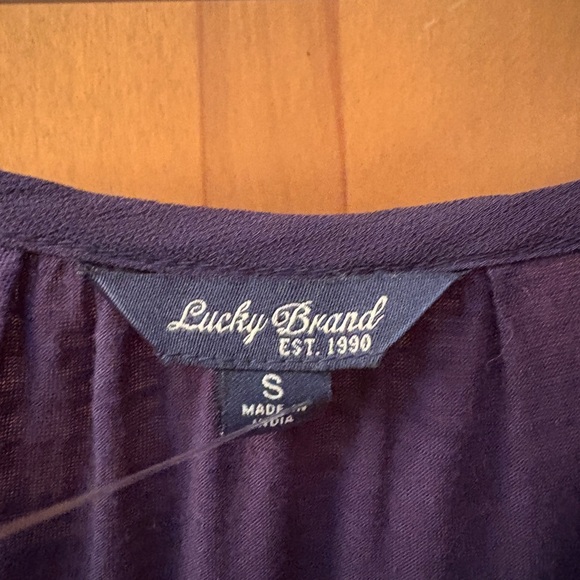 Lucky Brand Navy Boho Peasant Top Front Tie Size Small - Picture 2 of 2